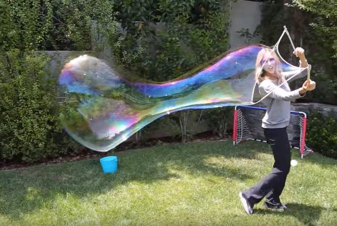 make giant bubbles with dish soap