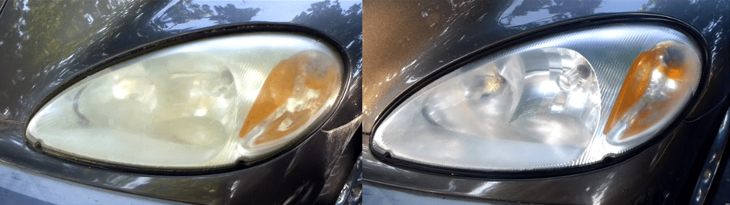 cleaning car headlights