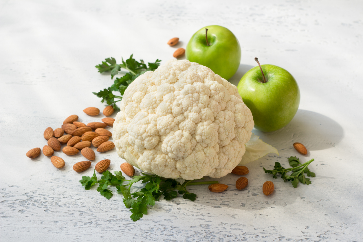 cauliflower, apples, almonds, parsley foods good for the liver