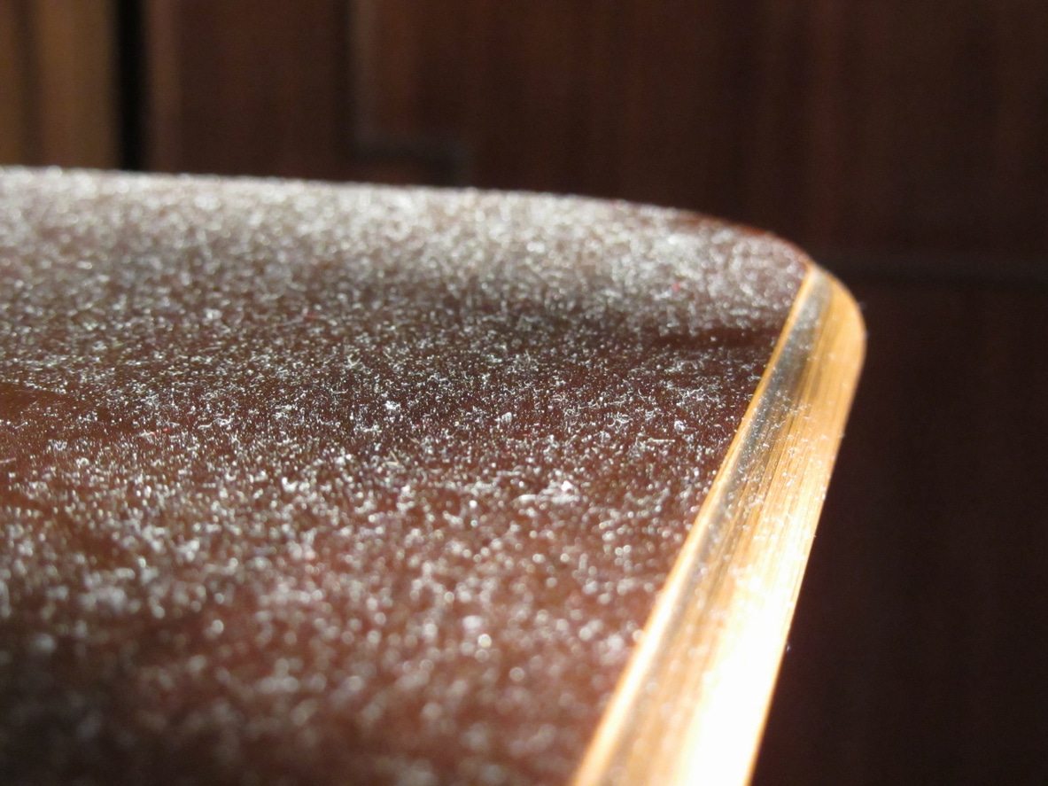 dust on a dirty furniture table