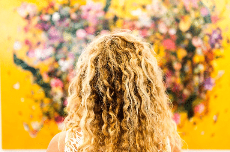 blonde curly hair