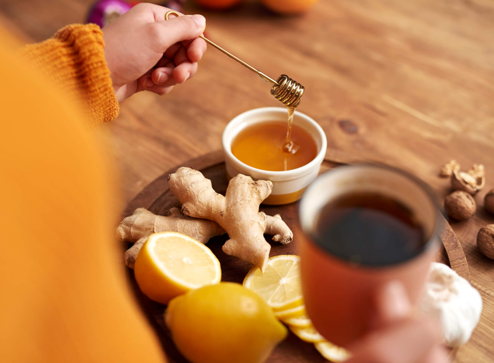 honey lemon herbal tea ginger remedy