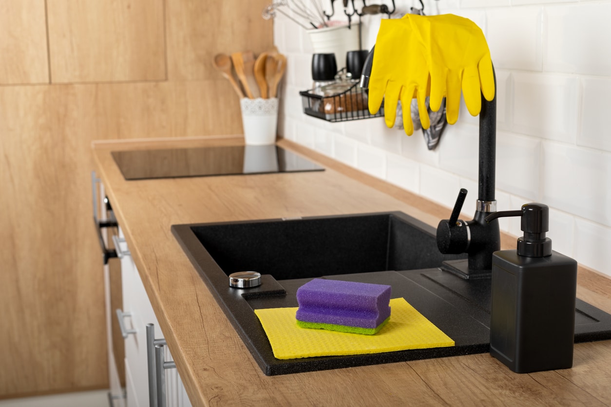 how to clean black granite sink