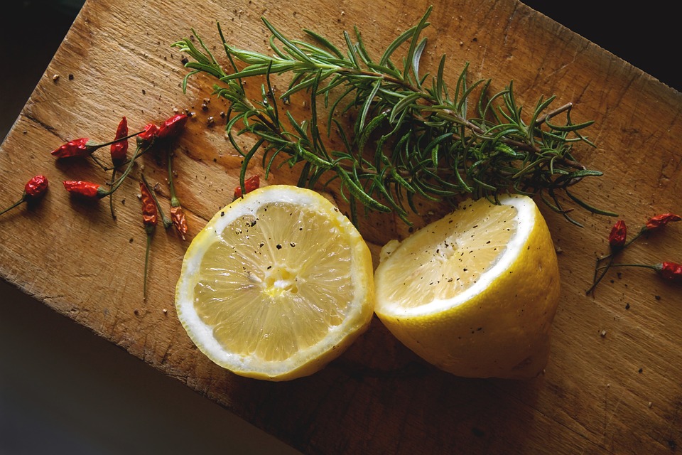 lemon rosemary cutting board