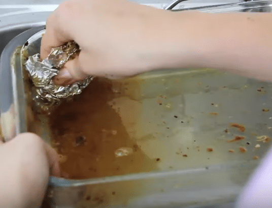 aluminum for dish covered with burnt food